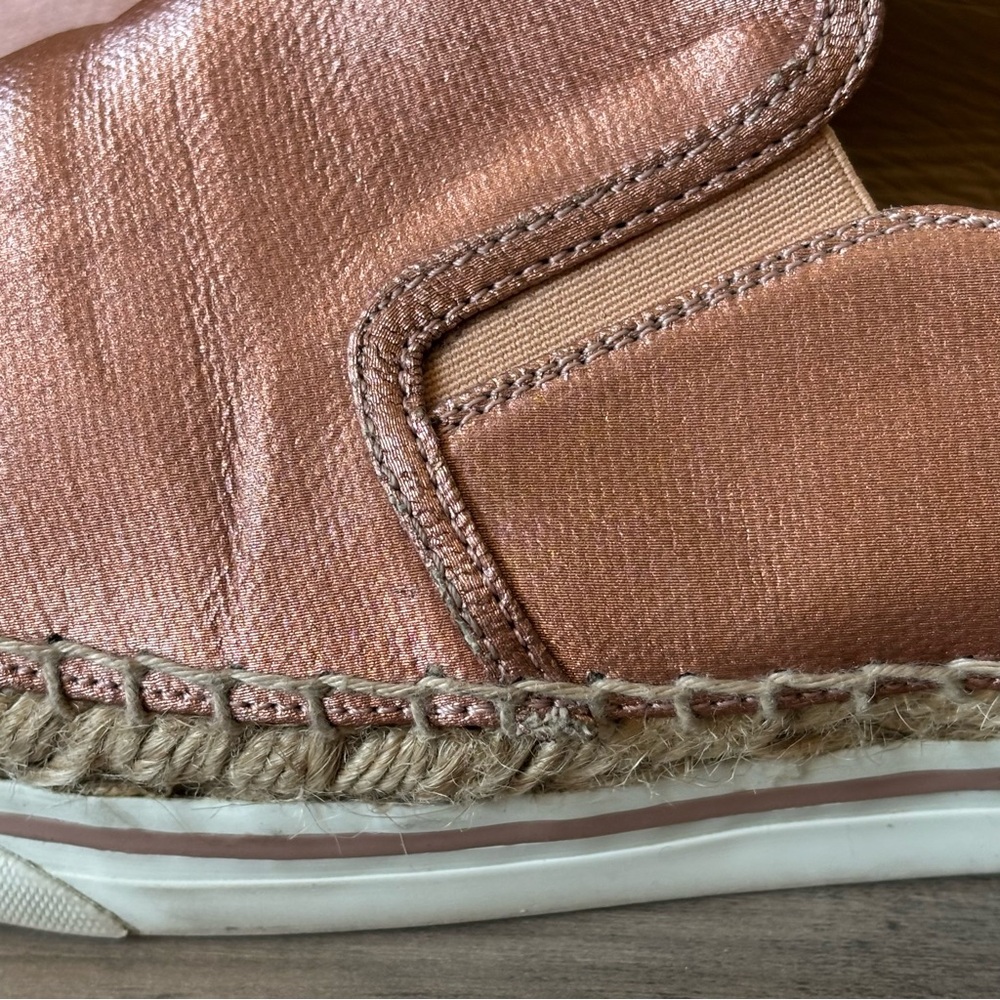 Jimmy Choo Women Espadrille 10 Copper Shoes‎  Metallic Jute Trim Size 40 Slip On - Picture 4 of 11
